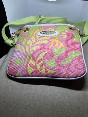 Spartina 449 Pink and Lime Patterned Crossbody Bag